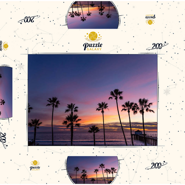 Darstellung des Puzzle Motivs Manhattan Beach Pier at Sunset with Palm Silhouettes 200 Puzzle Schachtel 3D Modell