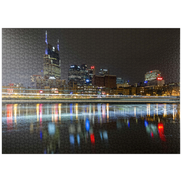 Darstellung des Puzzle Motivs puzzleplate Nashville Skyline at Night – Reflections on the Cumberland River 1000 Puzzle