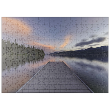 Darstellung des Puzzle Motivs puzzleplate Montana Lake Dock at Dusk – Serene Forest Reflections 200 Puzzle