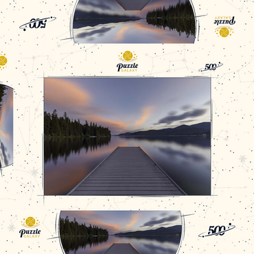 Darstellung des Puzzle Motivs Montana Lake Dock at Dusk – Serene Forest Reflections 500 Puzzle Schachtel 3D Modell