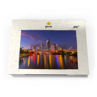 Darstellung des Puzzle Motivs Tampa Skyline – Night Reflections on Hillsborough River 1000 Puzzle Schachtel Ansicht3