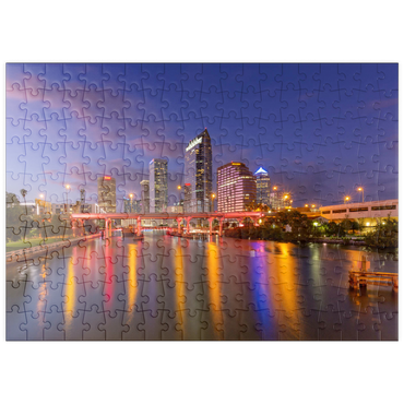 Darstellung des Puzzle Motivs puzzleplate Tampa Skyline – Night Reflections on Hillsborough River 200 Puzzle