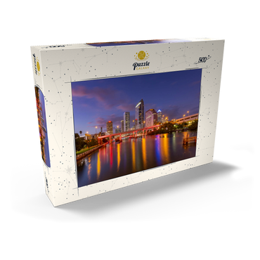 Darstellung des Puzzle Motivs Tampa Skyline – Night Reflections on Hillsborough River 500 Puzzle Schachtel Ansicht2