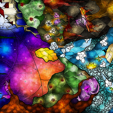 Darstellung des Puzzle Motivs Off to Wonderland Stained Glass 1000 Puzzle 3D Modell