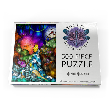 Darstellung des Puzzle Motivs Off to Wonderland Stained Glass 500 Puzzle Schachtel Ansicht3