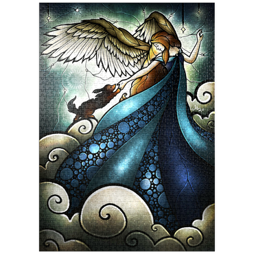 Darstellung des Puzzle Motivs puzzleplate All Dogs Do Go To Heaven Stained Glass 1000 Puzzle