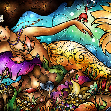 Darstellung des Puzzle Motivs Mer De Lis Mermaid 1000 Puzzle 3D Modell