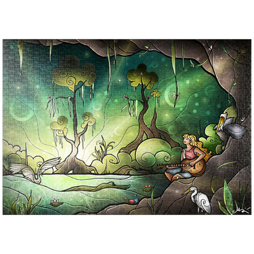 Darstellung des Puzzle Motivs puzzleplate Bayou Enchantment Stained Glass 1000 Puzzle