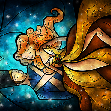 Darstellung des Puzzle Motivs The Tin Soldier & His Ballerina Stained Glass 1000 Puzzle 3D Modell