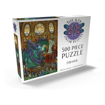 Darstellung des Puzzle Motivs Old Friends at Play Wizard & Dragon Chess 500 Puzzle Schachtel Ansicht2