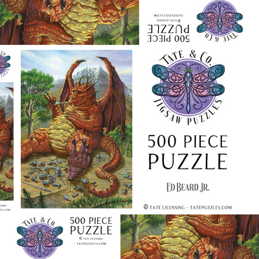 Darstellung des Puzzle Motivs Lunch with a Toothpick Dragon - Ed Beard Jr 500 Puzzle Schachtel 3D Modell