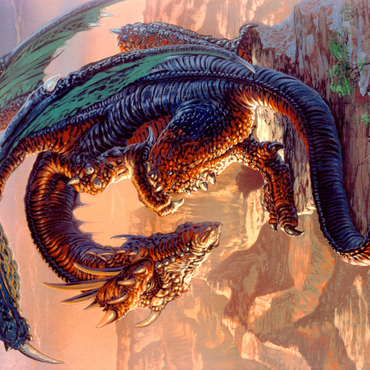 Darstellung des Puzzle Motivs Bravery Misplaced Dragon - Ed Beard Jr 1000 Puzzle 3D Modell