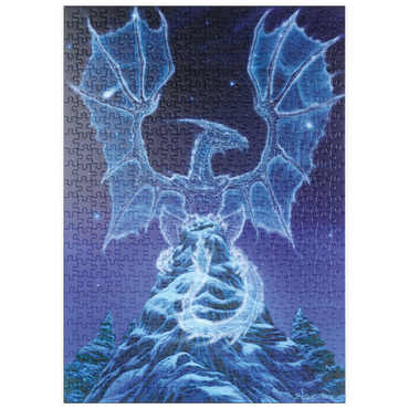 Darstellung des Puzzle Motivs puzzleplate Caelestis Winter Spirit Dragon - Ed Beard Jr 500 Puzzle