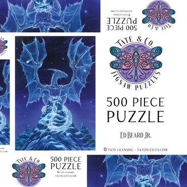 Darstellung des Puzzle Motivs Caelestis Winter Spirit Dragon - Ed Beard Jr 500 Puzzle Schachtel 3D Modell