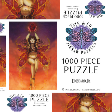 Darstellung des Puzzle Motivs Fire Fairy Elemental - Ed Beard Jr 1000 Puzzle Schachtel 3D Modell