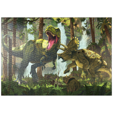 Darstellung des Puzzle Motivs puzzleplate Protection Dinosaurs - Vincent Hie 1000 Puzzle