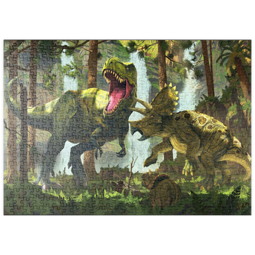 Darstellung des Puzzle Motivs puzzleplate Protection Dinosaurs - Vincent Hie 500 Puzzle