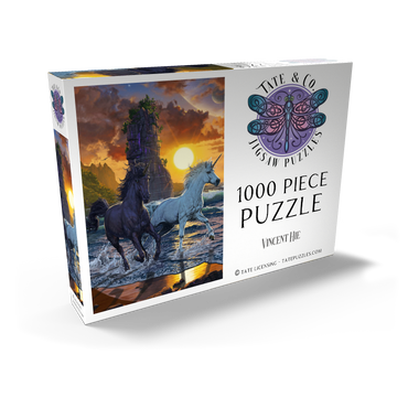 Darstellung des Puzzle Motivs Unicorns in Sunset - Vincent Hie 1000 Puzzle Schachtel Ansicht2
