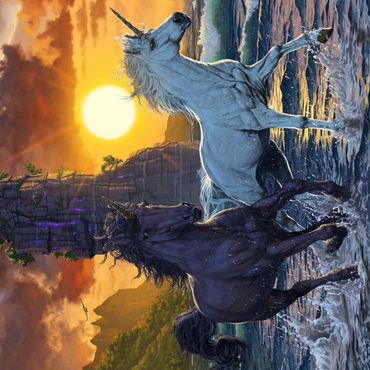 Darstellung des Puzzle Motivs Unicorns in Sunset - Vincent Hie 1000 Puzzle 3D Modell