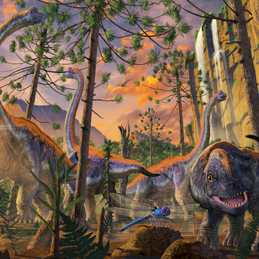 Darstellung des Puzzle Motivs Brachiosaurus Family Dinosaurs - Vincent Hie 1000 Puzzle 3D Modell