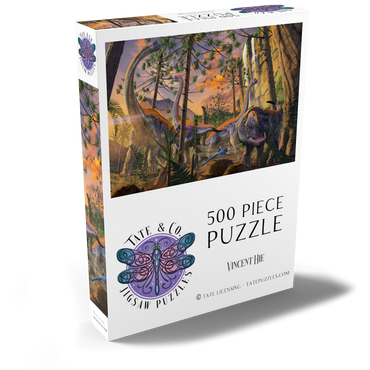 Darstellung des Puzzle Motivs Brachiosaurus Family Dinosaurs - Vincent Hie 500 Puzzle Schachtel Ansicht2