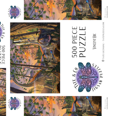 Darstellung des Puzzle Motivs Brachiosaurus Family Dinosaurs - Vincent Hie 500 Puzzle Schachtel 3D Modell