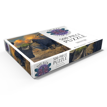 Darstellung des Puzzle Motivs Rhino Stand Off - Vincent Hie 500 Puzzle Schachtel Ansicht1