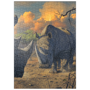 Darstellung des Puzzle Motivs puzzleplate Rhino Stand Off - Vincent Hie 500 Puzzle