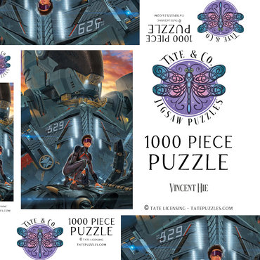 Darstellung des Puzzle Motivs Searchlight Giant Robot - Vincent Hie 1000 Puzzle Schachtel 3D Modell