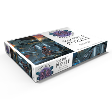 Darstellung des Puzzle Motivs Searchlight Giant Robot - Vincent Hie 500 Puzzle Schachtel Ansicht1