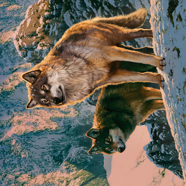 Darstellung des Puzzle Motivs Wolf Couple in Sunset - Vincent Hie 500 Puzzle 3D Modell