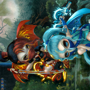 Darstellung des Puzzle Motivs Ninja Dragonlings - Jasmine Becket-Griffith 1000 Puzzle 3D Modell