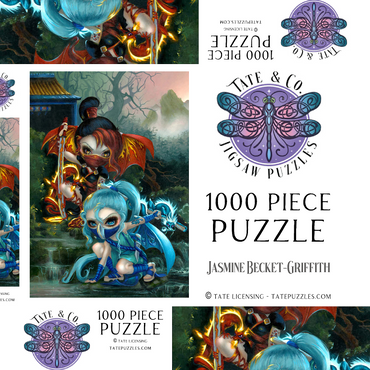Darstellung des Puzzle Motivs Ninja Dragonlings - Jasmine Becket-Griffith 1000 Puzzle Schachtel 3D Modell