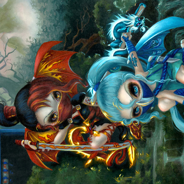 Darstellung des Puzzle Motivs Ninja Dragonlings - Jasmine Becket-Griffith 500 Puzzle 3D Modell