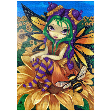 Darstellung des Puzzle Motivs puzzleplate Sunflower Fairy with Bee - Jasmine Becket-Griffith 1000 Puzzle