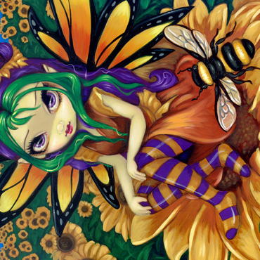 Darstellung des Puzzle Motivs Sunflower Fairy with Bee - Jasmine Becket-Griffith 1000 Puzzle 3D Modell