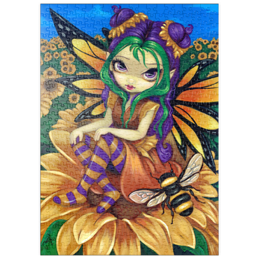 Darstellung des Puzzle Motivs puzzleplate Sunflower Fairy with Bee - Jasmine Becket-Griffith 500 Puzzle