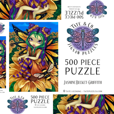 Darstellung des Puzzle Motivs Sunflower Fairy with Bee - Jasmine Becket-Griffith 500 Puzzle Schachtel 3D Modell