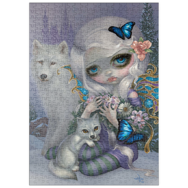 Darstellung des Puzzle Motivs puzzleplate Winter Fairy with Wolves - Jasmine Becket-Griffith 500 Puzzle