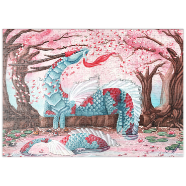 Darstellung des Puzzle Motivs puzzleplate Cherry Blossom Dragon - Carla Morrow 500 Puzzle