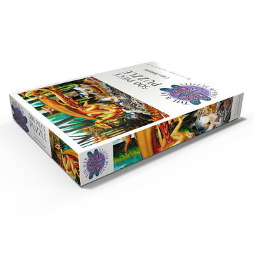 Darstellung des Puzzle Motivs Running Free Dragon with Wolves - Carla Morrow 500 Puzzle Schachtel Ansicht1