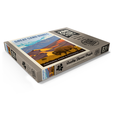 Darstellung des Puzzle Motivs Great Sand Dunes National Park: Bison, Vintage Poster 200 Puzzle Schachtel Ansicht1