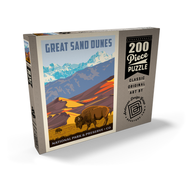 Darstellung des Puzzle Motivs Great Sand Dunes National Park: Bison, Vintage Poster 200 Puzzle Schachtel Ansicht2