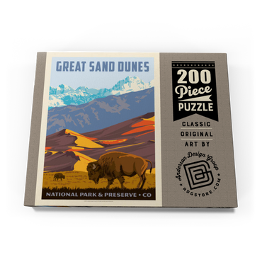 Darstellung des Puzzle Motivs Great Sand Dunes National Park: Bison, Vintage Poster 200 Puzzle Schachtel Ansicht3
