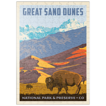 Darstellung des Puzzle Motivs puzzleplate Great Sand Dunes National Park: Bison, Vintage Poster 200 Puzzle