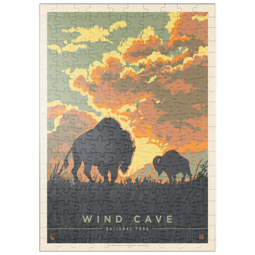 Darstellung des Puzzle Motivs puzzleplate Wind Cave National Park: Bison Sunrise, Vintage Poster 200 Puzzle