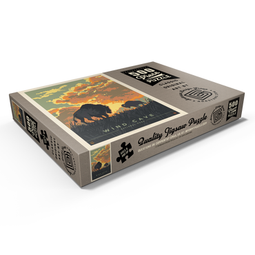 Darstellung des Puzzle Motivs Wind Cave National Park: Bison Sunrise, Vintage Poster 500 Puzzle Schachtel Ansicht1