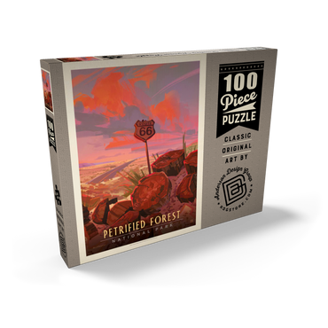 Darstellung des Puzzle Motivs Petrified Forest National Park: Route 66, Vintage Poster 100 Puzzle Schachtel Ansicht2