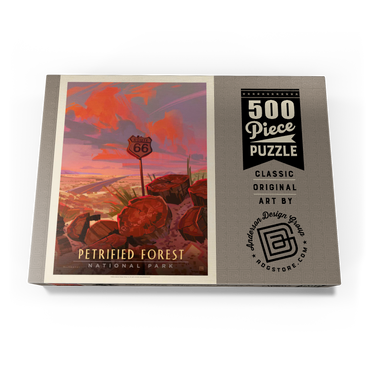 Darstellung des Puzzle Motivs Petrified Forest National Park: Route 66, Vintage Poster 500 Puzzle Schachtel Ansicht3