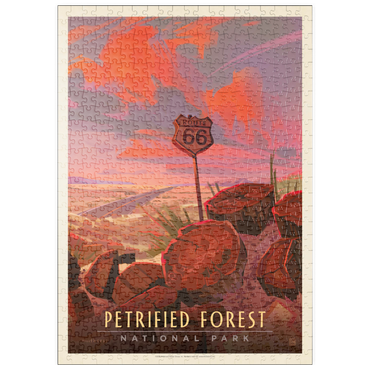 Darstellung des Puzzle Motivs puzzleplate Petrified Forest National Park: Route 66, Vintage Poster 500 Puzzle